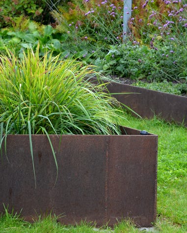 weathering steel in landscape garden edging ideas